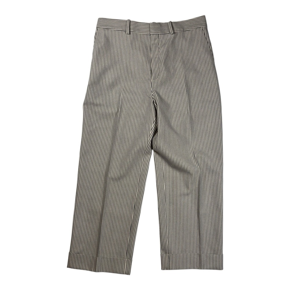 Chloe Denim And Ecru Striped Wool Cotton Trousers Size 40
